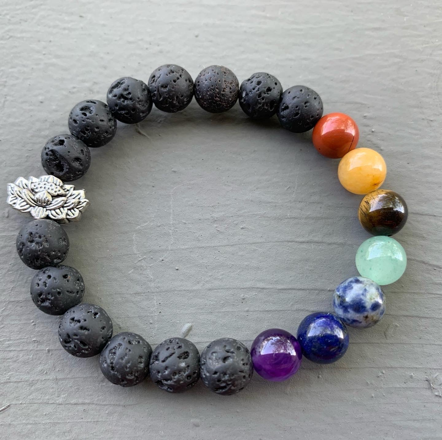 Lava Stone Diffuser Bracelet with Lotus Charm