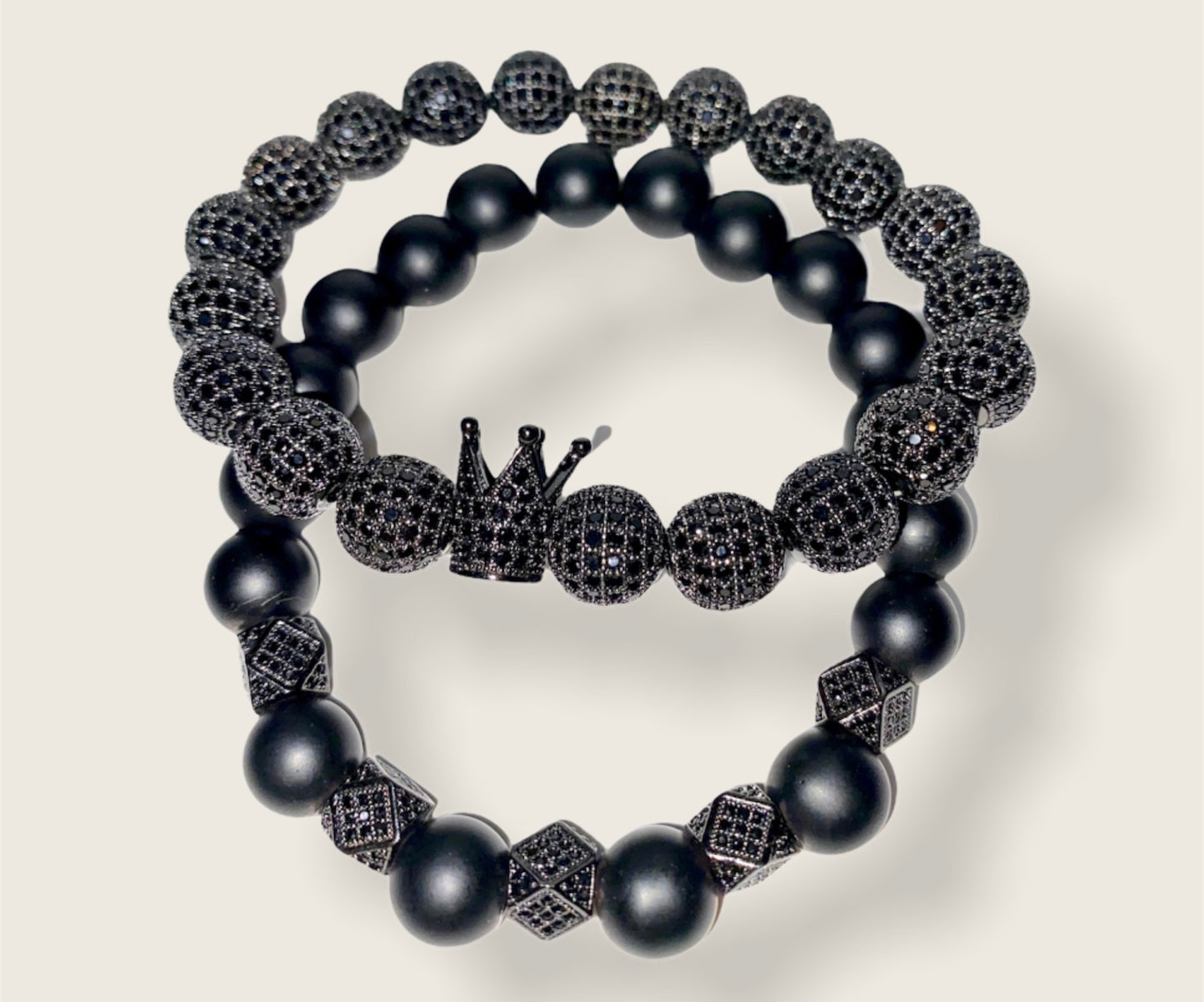 Men’s CZ Black Disco Ball Bracelet Set
