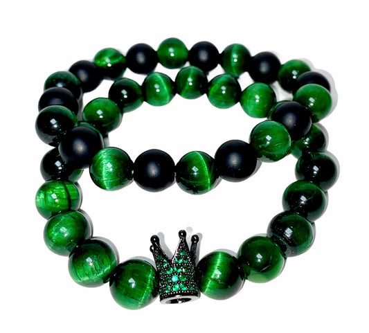 Green Tiger's Eye Bracelet Set